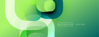 Soyut yeşil katmanlar dinamik bileşim yaratır. Yumuşak eğimler, üst üste binen şekiller derinliği, modern estetiği akla getiriyor. Mevcut en küçük metin.