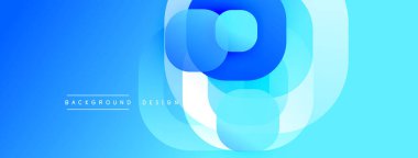 Üst üste binen parlak mavi arkaplan özellikleri. Gradyan gölgeler modern, dinamik görsel efektler yaratır. Başlıklar veya pankartlar için uygun minimalist tasarım.