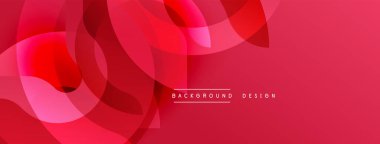 Soyut kırmızı tasarım özellikleri üst üste binen yuvarlak şekiller. Değişken gölgeli modern arkaplan, basit metin aşağıda.