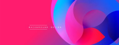 Soyut, enerjik bir arkaplan. Üst üste binen katmanlar dinamik görsel efekt yaratır. Pembe, mavi renkler kompozisyona hakim. Modern tasarım ögesi.