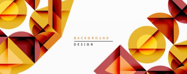 Soyut geometrik şekiller örtüşür, dinamik bileşim yaratır. Sıcak renkler altın, kahverengi, bordo beyaz alana hakim. Modern tasarım derinliği, dokuyu, görsel ilgiyi çağrıştırıyor.