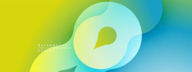 Soyut eğim arkaplanı. Pürüzsüz şekiller sarı, yeşil ve mavi renkleri harmanlıyor. Dijital projeler için modern tasarım ögesi.