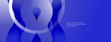 Soyut mavi tasarım, üst üste binen şekiller yaratarak dinamik görsel efekt yaratır. Minimalist tarz, modern estetik. Yumuşak gradyanlar.