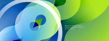 Soyut akışkan şekiller, mavi, yeşil gradyanlar. Modern tasarım, pürüzsüz geçişler, katmanlı elementler dinamik görsel efekt yaratır.