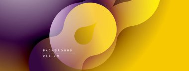 Soyut sıvı şekilleri, canlı gradyanlar. Mor, sarı renkler kusursuz bir şekilde harmanlanır. Arka planlar için modern tasarım ögesi.
