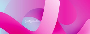 Soyut sıvı şekiller, canlı pembeler, mor renkler düzgün bir şekilde harmanlanmış. Modern tasarım, gradyan etkisi dinamik görsel akış yaratır.