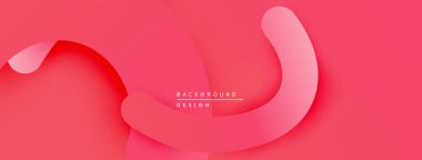 Soyut pembe arka plan. Üst üste binen katmanlar derinlik, düzgün kıvrımlar ve modern tasarım yaratır. Minimalist estetik, canlı renk paleti.