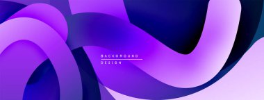 Soyut mor katmanlar akıcı dinamik arkaplan oluşturur. Yumuşak eğimler hareketi, derinliği gösterir. Modern tasarım ögesi.