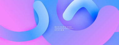 Soyut sıvı şekiller, canlı pembeler, maviler, morlar harmanlanır. Modern tasarım, pürüzsüz eğimler dinamik kompozisyon yaratır. Minimalist estetik.