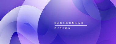 Soyut mor arkaplan. Üst üste binen şekiller akışkan ve modern tasarım yaratır. Yumuşak eğimler görsel derinlik, basitlik sunar.