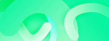 Soyut yeşil arkaplan. Üst üste binen şekiller yumuşak eğimler, modern tasarım yaratır. Minimalist estetik, pürüzsüz geçişler görünür..