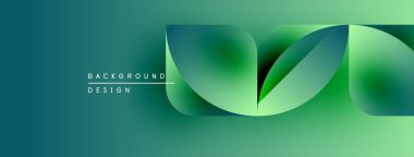 Soyut gradyan tasarımı. Düz eğriler akıcı şekiller yaratır, yeşil ve yeşil renkler kompozisyona hakim olur. Modern estetik.