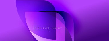 Soyut mor arkaplan. Üst üste binen şekiller modern tasarım yaratır. Gradyan renkler, pürüzsüz geçişler, metin okuma arkaplan tasarımı.
