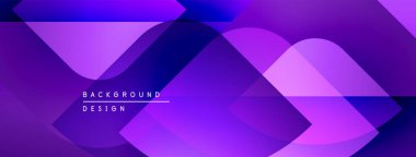 Soyut mor arkaplan. Geometrik şekiller örtüşür, dinamik görsel efekt yaratır. Sancaklar ve sunumlar için modern tasarım uygun.