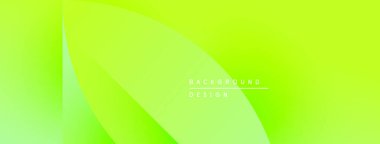 Parlak yeşil eğimli arka plan. Düz kıvrımlar dinamik görsel efekt yaratır. Metin kaplamalı minimalist tasarım. Modern estetik.