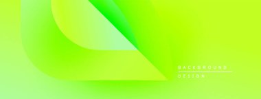 Parlak yeşil eğimli arka plan. Soyut şekiller örtüşür, dinamik görsel etki yaratır. En küçük metin tasarım amacını gösterir.