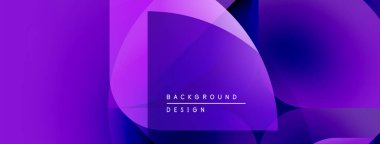 Soyut mor arkaplan. Üst üste binen şekiller dinamik görsel efekt yaratır. Modern tasarım elementleri pürüzsüz eğimler sunar.