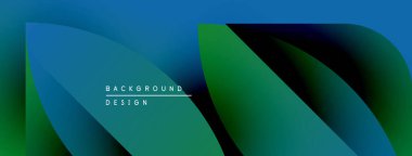 Soyut gradyan şekiller çakışıyor. Mavi, yeşil renkler tasarıma hakim. Metin, kompozisyon içerisindeki arkaplan tasarımını okur. Minimalist estetik.