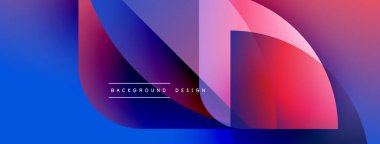 Soyut gradyan şekiller örtüşüyor, canlı mavi, mor, pembe renkler yaratıyor. Metin, kompozisyon içerisindeki arkaplan tasarımını okur.