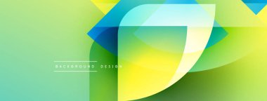 Soyut, enerjik bir arkaplan. Üst üste binen geometrik şekiller dinamik görsel efekt yaratır. Gradyan renkler düzgün bir şekilde harmanlanarak modern estetik sunuyor.