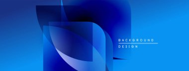 Soyut mavi tasarım. Katmanlar derinlik yaratır, modern estetik. Gradyan gölgeler görsel ilgi sunar, basit metin ögesi mevcut.