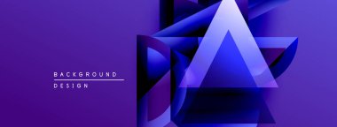 Soyut mor tasarım katmanlı geometrik şekiller içerir. Modern estetik, canlı renkler, dinamik kompozisyon. Arkaplan ögeleri görsel ilgi yaratır.