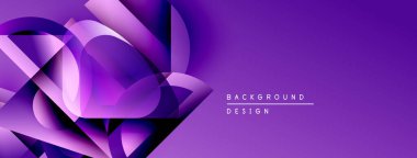 Soyut mor tasarım üst üste binen şeffaf şekiller. Gradyan derinlik yaratır, modern estetik. Arkaplan dijital sanatı öneriyor.