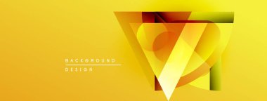 Soyut geometrik tasarım. Sarı gradyanlar katmanlı şekiller oluşturarak dinamik görsel efekt yaratır. Metin arkaplan tasarımı okur.