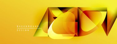 Soyut sarı tasarım katmanlı geometrik şekiller içerir. Gradyan renkler dinamik görsel efekt yaratır. Çeşitli projeler için modern arkaplan.