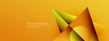 Soyut geometrik şekiller örtüşüyor, canlı turuncu ve sarı renkler yaratıyor. Arkaplan ve sunumlar için uygun modern tasarım.