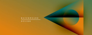 Soyut tasarım farklı renkler, geometrik şekiller içerir. Turuncu, deniz mavisi renkleri dinamik görsel efekt yaratır. Minimalist stil.