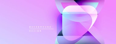 Soyut geometrik şekiller örtüşüyor, canlı mor ve mavi renkler yaratıyor. Arkaplan ve sunumlar için modern tasarım ögesi.