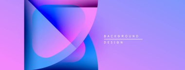 Soyut gradyanlar, akan şekiller modern görseller yaratır. Pembe, mavi renkler kompozisyona hakim. Mevcut en küçük metin.
