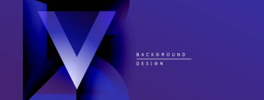 Soyut mor tasarım V harfini içerir, geometrik şekiller, gradyan etki. Dijital projeler için modern arkaplan.