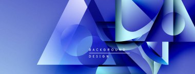 Soyut mavi tasarım, üst üste binen geometrik şekiller. Renkler derinlik yaratır, modern estetik. Minimalist kompozisyon, temiz çizgiler.