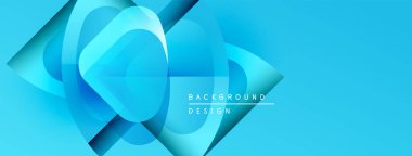 Soyut mavi tasarım üst üste binen şekiller, gradyanlar. Modern estetik, arka planlar ve sunumlar için uygun. Temiz, canlı kompozisyon.