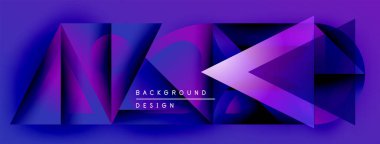 Soyut geometrik şekiller, canlı mor renkler, dinamik kompozisyon. Modern tasarım elementleri çarpıcı görsel etki yaratır. Arkaplan özellikleri metin.