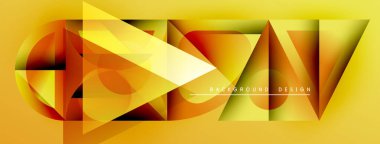 Soyut geometrik şekiller, sarı renkler baskın gelir. Dinamik bileşim modern görsel etki yaratır. Arkaplan tasarım ögeleri mevcut.