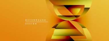 Soyut turuncu tasarım katmanlı şekiller içerir. Gradyan renkler dinamik görsel efekt yaratır. Minimalist metin ögeleri sunum arkaplan kavramı.