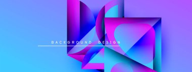 Soyut geometrik şekiller, canlı mavi mor gradyanlar. Modern tasarım öğesi, afişler ve arka planlar için uygun. Minimalist estetik.