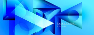 Soyut mavi şekiller örtüşür, dinamik görsel efekt yaratır. Renkler derinlik ve modern tasarım estetiğini gösteriyor..