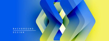 Soyut geometrik tasarım. Mavi, sarı renkler katmanlı şekiller yaratır. Dijital projeler için modern arka plan uygun. Temiz, canlı estetik..