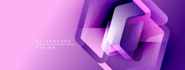 Soyut mor tasarım katmanlı altıgenler içerir. Gradyan arka plan derinlik yaratır, modern estetik. Minimalist kompozisyon, temiz çizgiler.