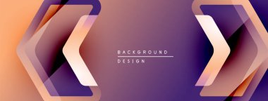 Soyut geometrik tasarım. Turuncu, mor renkler dinamik şekiller yaratır. Sunumlar ve pankartlar için modern arkaplan.