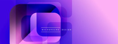 Soyut geometrik şekiller üst üste binerek canlı mor gradyan oluşturur. Arka planlar ve sunumlar için modern tasarım öğesi. Minimalist stil.