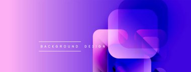 Soyut mor eğimli arkaplan. Üst üste binen kareler modern tasarım yaratır. Metin arka plan tasarımı okur. Minimalist estetik.