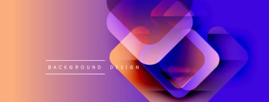 Soyut geometrik şekiller örtüşür, canlı bir gradyan arkaplan oluşturur. Şeftali, mor renkler dizaynın hakimidir. Metin arkaplan tasarımı okur.