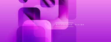 Soyut mor arkaplan özellikleri üst üste binen geometrik şekiller. Gradyan renkler modern, dinamik görsel efekt yaratır. Minimalist tasarım.