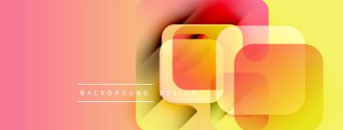 Soyut geometrik arkaplan. Üst üste binen kareler canlı renk değişimleri yaratır. Modern tasarım elementleri yenilik ve enerji öneriyor.