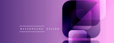 Mor gradyan arkaplan şekilleri üst üste biniyor. Modern tasarım elementleri soyut görsel etki yaratır. Minimalist stil.